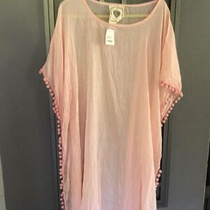 NWT Z&L peach gauze 100% cotton Palm palm beach cover up one size as is